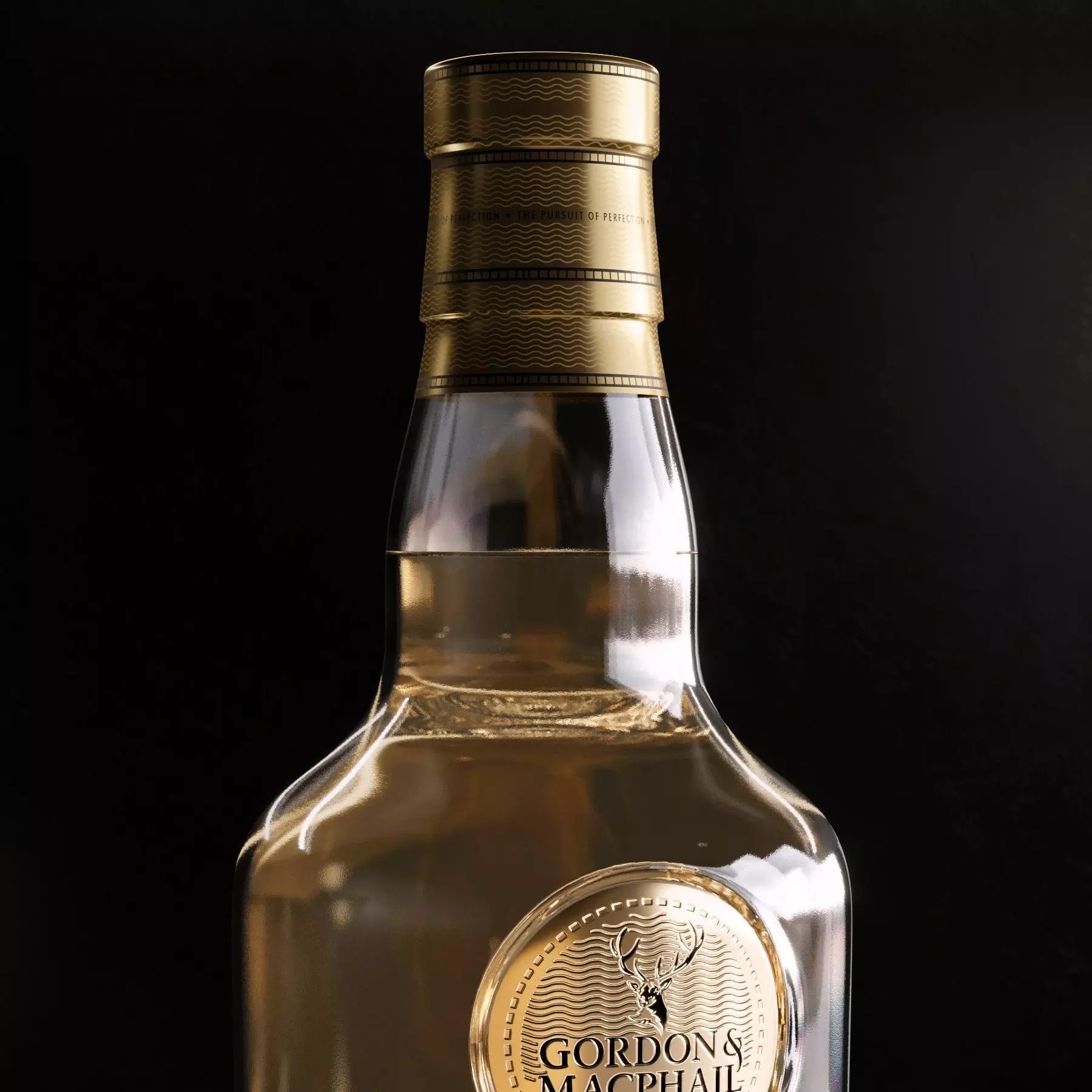 Gordon and McPhail Whiskey Bottle - PBR Textured 3D Model - View 7