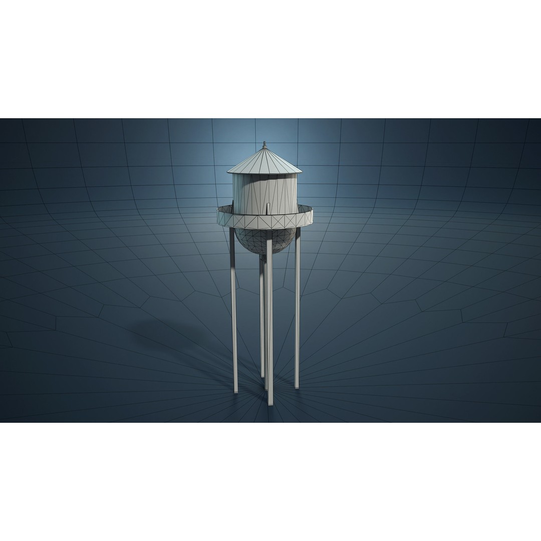 Water Towers 3D Model – Low Poly Industrial Asset, FBX, OBJ - View 8