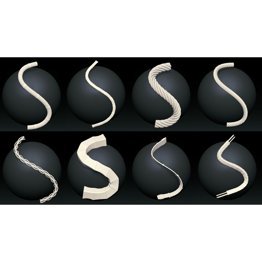 Cables and Hoses 3D Model – Low Poly IMM Brushes for ZBrush, OBJ, Blender - View 3
