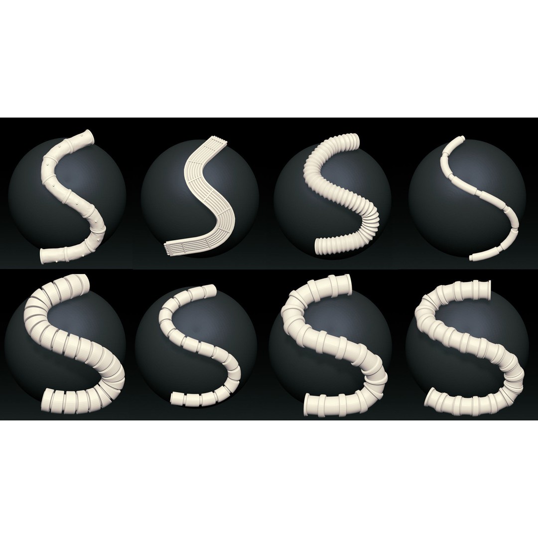 Cables and Hoses 3D Model – Low Poly IMM Brushes for ZBrush, OBJ, Blender - View 4