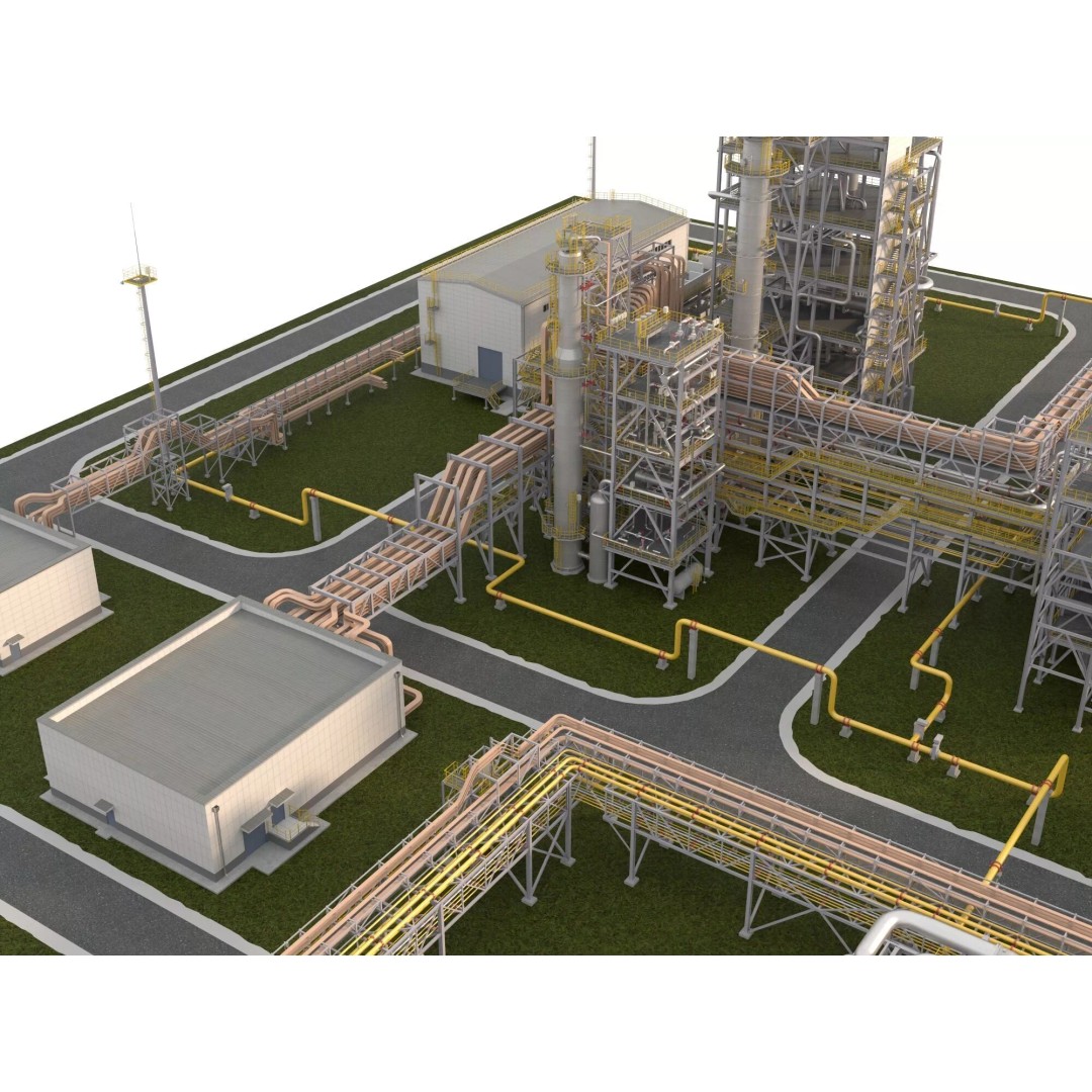 Chemical Refinery Plant 3D Model – PBR Industrial Asset, FBX, OBJ - View 10