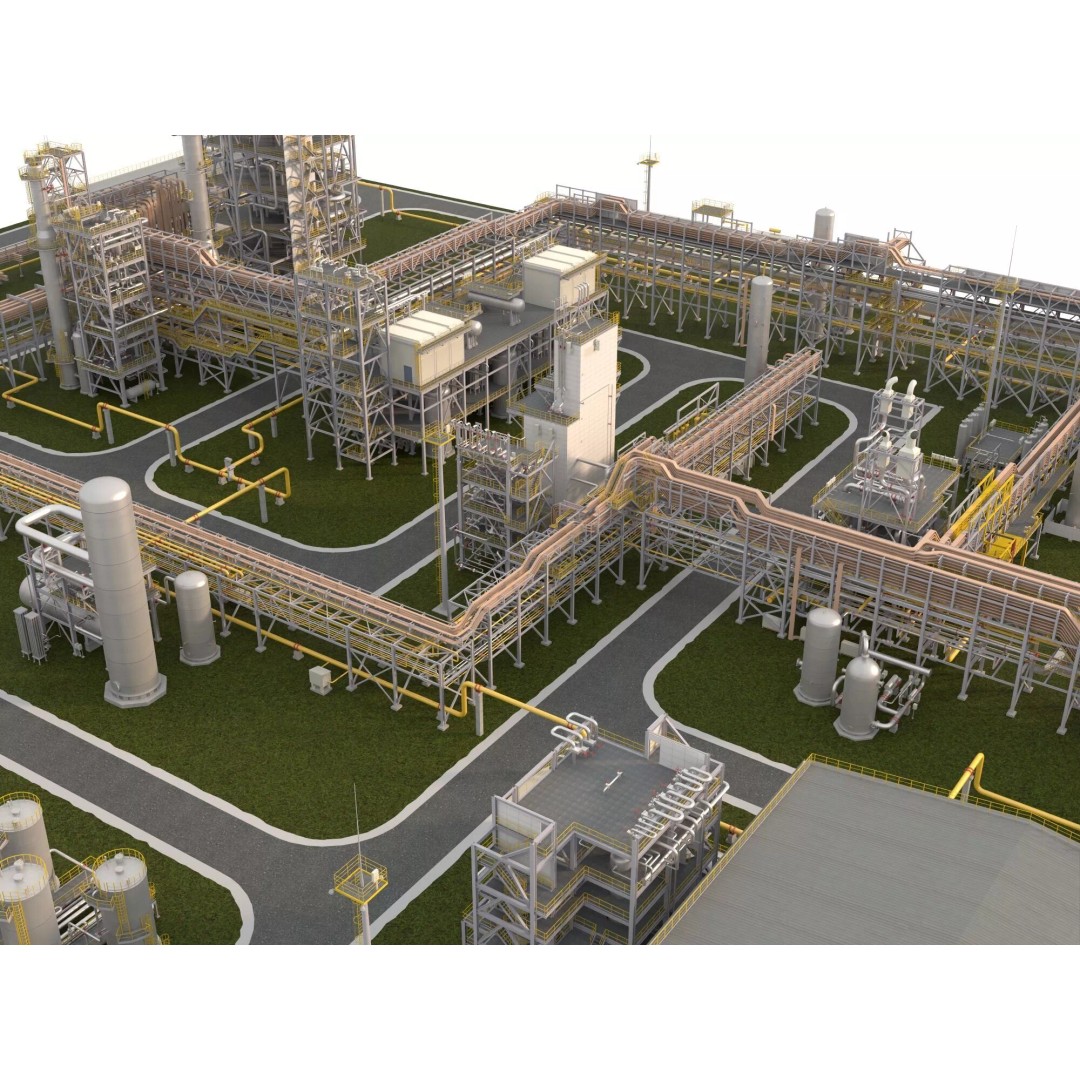 Chemical Refinery Plant 3D Model – PBR Industrial Asset, FBX, OBJ - View 11