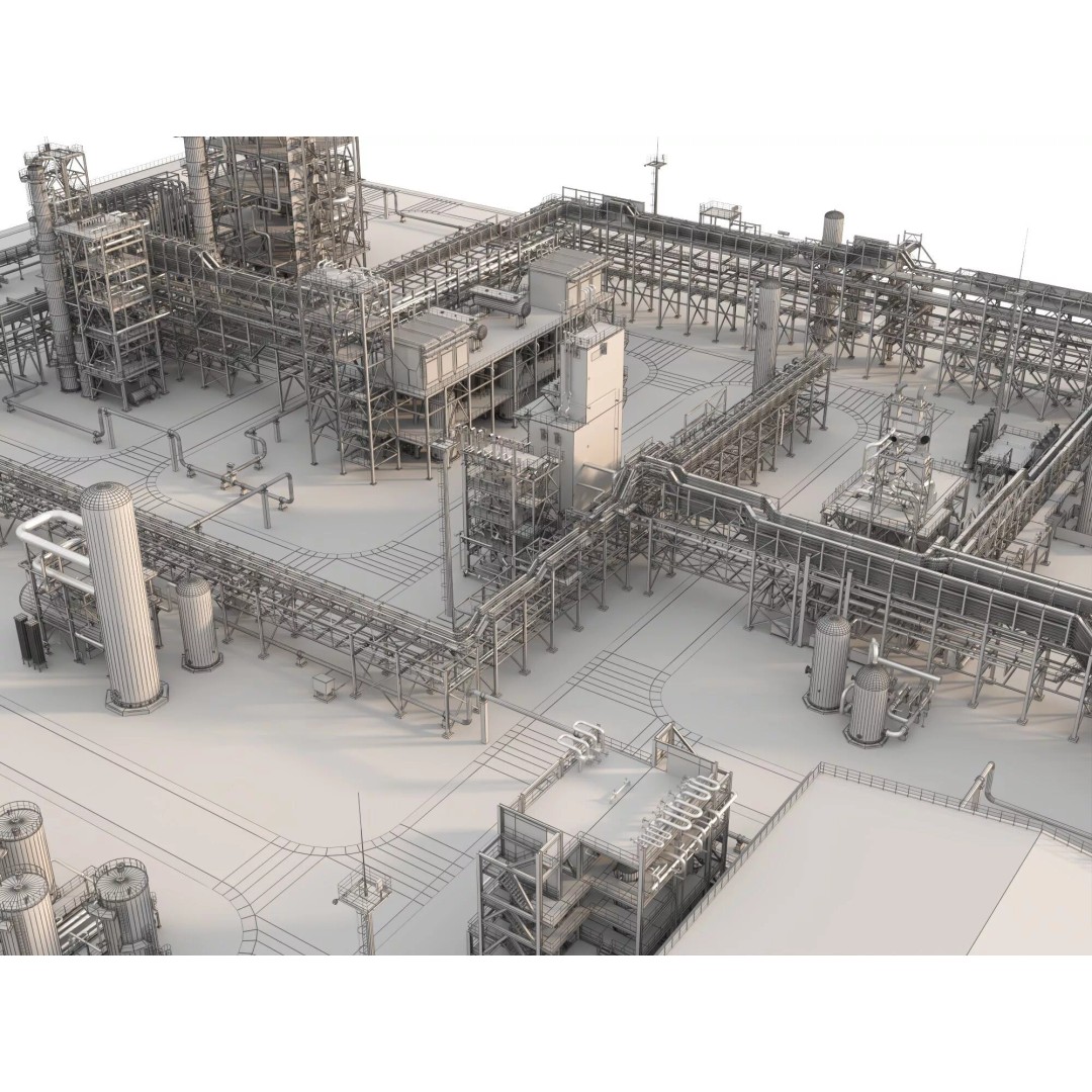 Chemical Refinery Plant 3D Model – PBR Industrial Asset, FBX, OBJ - View 13
