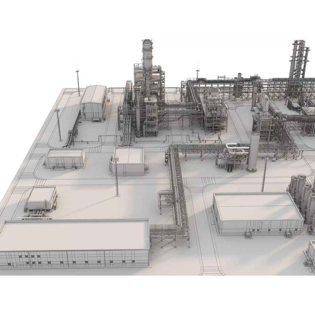 Chemical Refinery Plant 3D Model – PBR Industrial Asset, FBX, OBJ - View 15