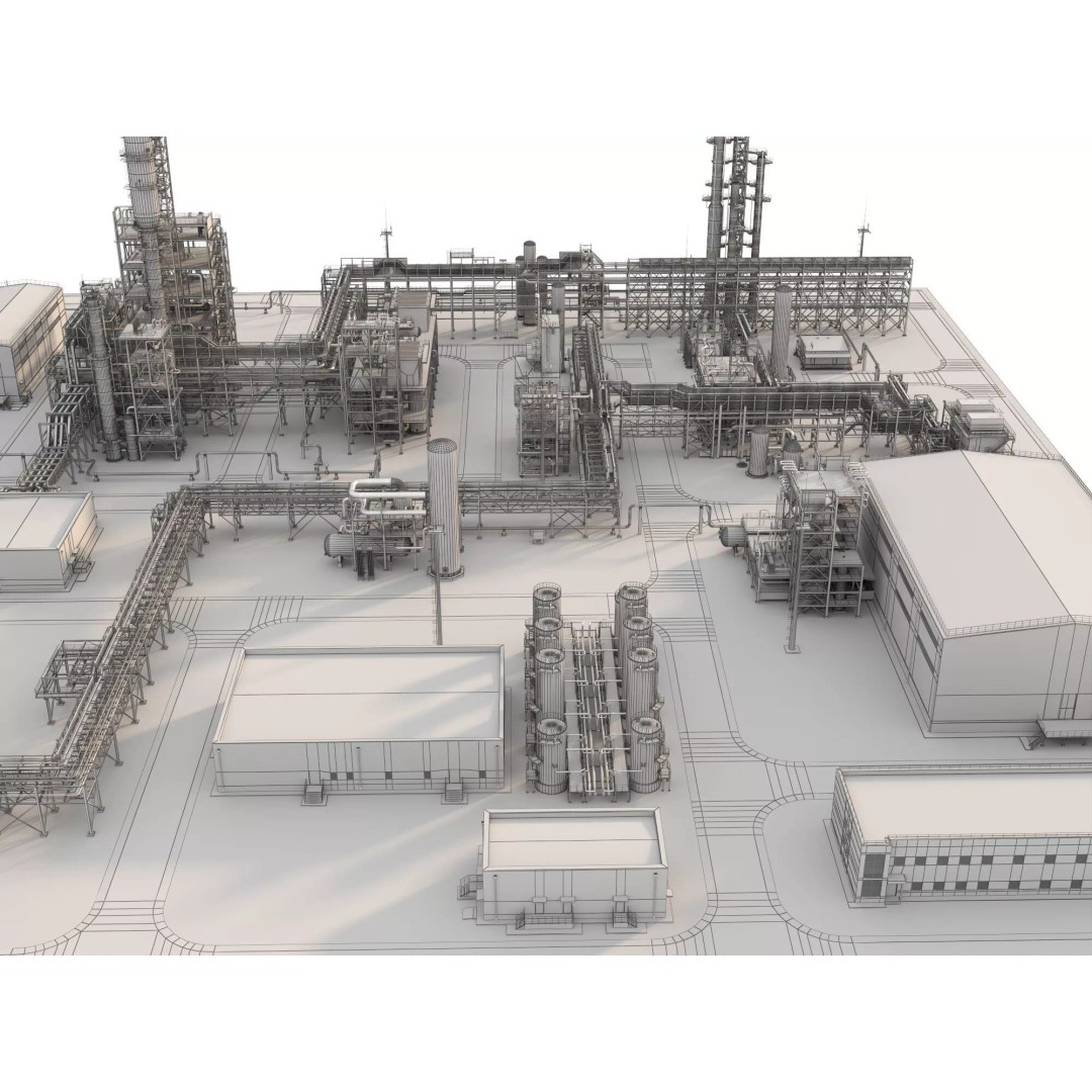 Chemical Refinery Plant 3D Model – PBR Industrial Asset, FBX, OBJ - View 16