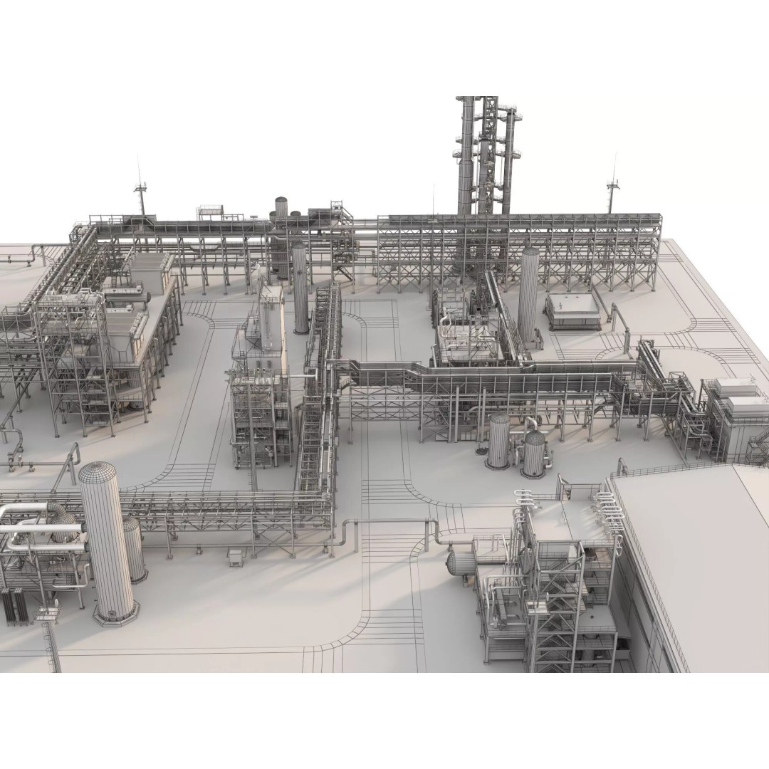 Chemical Refinery Plant 3D Model – PBR Industrial Asset, FBX, OBJ - View 18