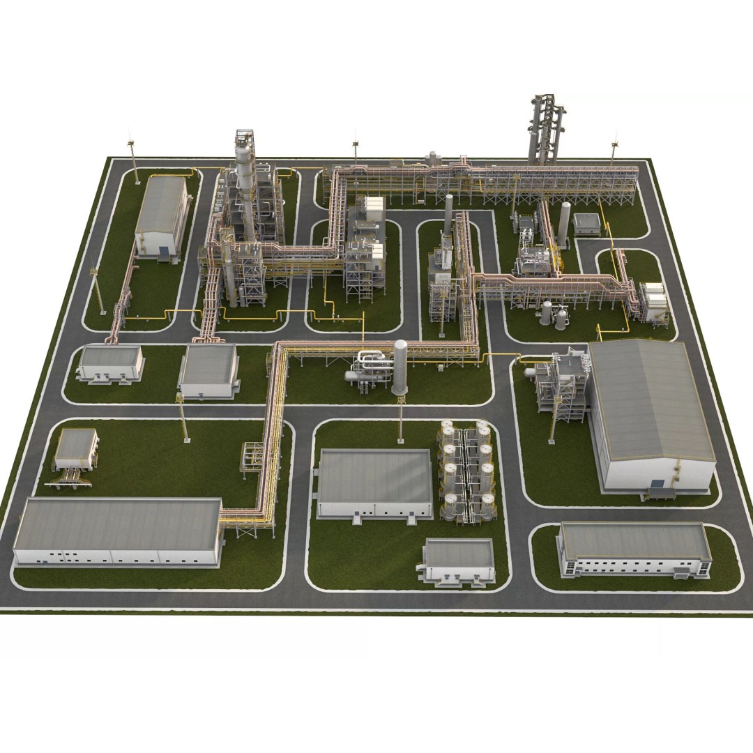 Chemical Refinery Plant 3D Model – PBR Industrial Asset, FBX, OBJ - View 2