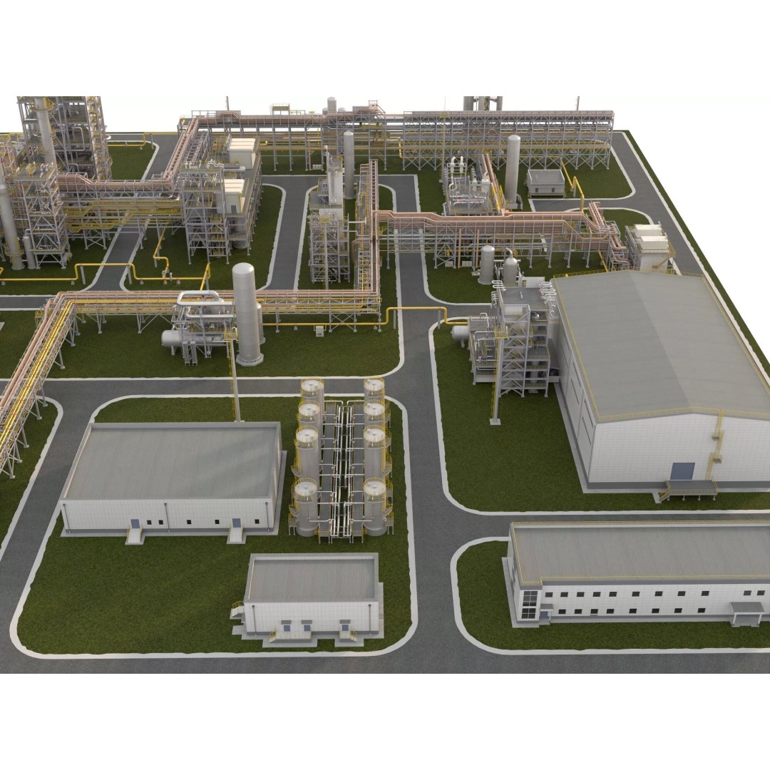 Chemical Refinery Plant 3D Model – PBR Industrial Asset, FBX, OBJ - View 4