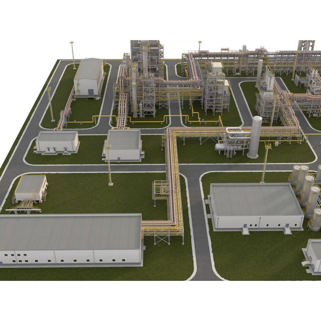 Chemical Refinery Plant 3D Model – PBR Industrial Asset, FBX, OBJ - View 5