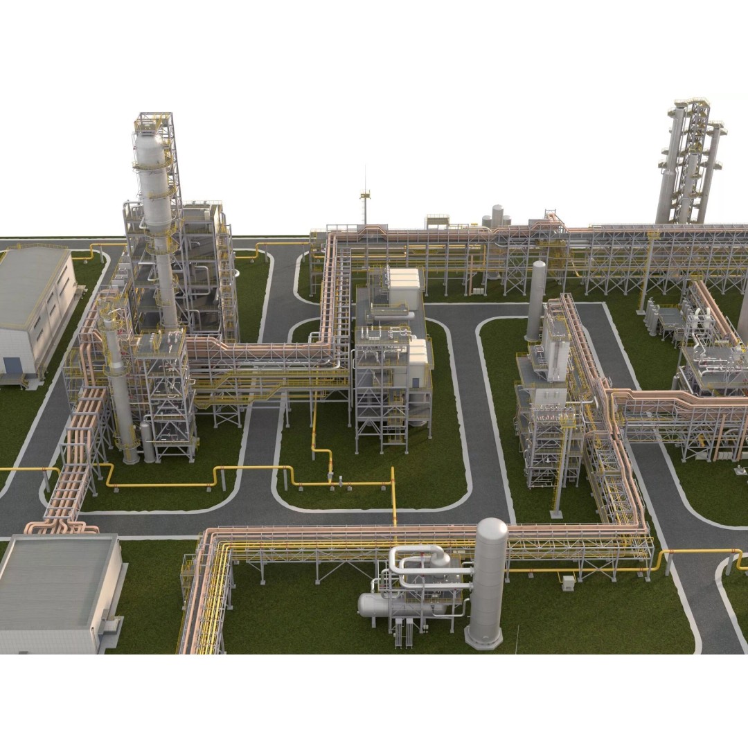 Chemical Refinery Plant 3D Model – PBR Industrial Asset, FBX, OBJ - View 6