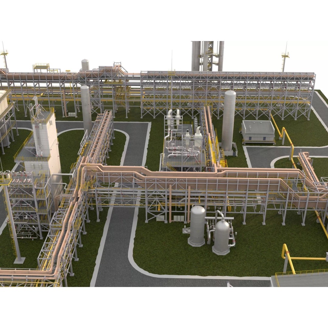 Chemical Refinery Plant 3D Model – PBR Industrial Asset, FBX, OBJ - View 7