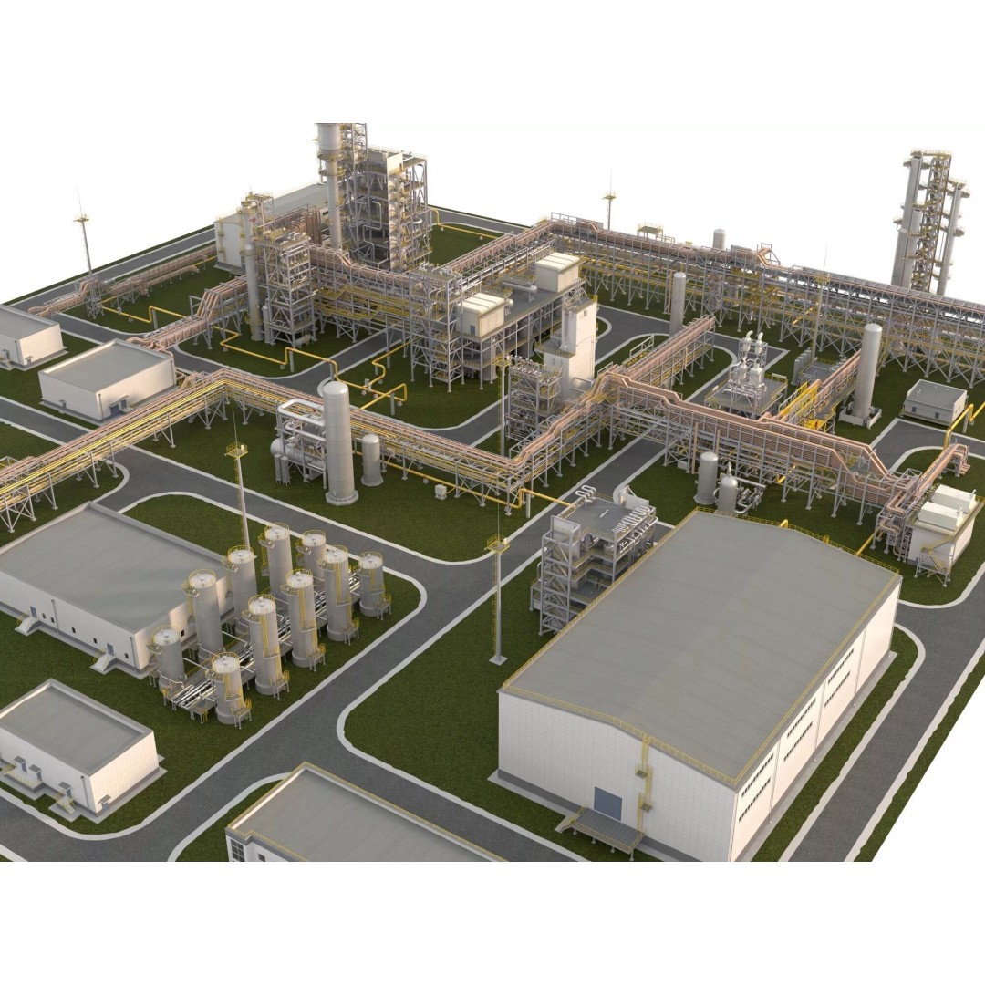 Chemical Refinery Plant 3D Model – PBR Industrial Asset, FBX, OBJ - View 8
