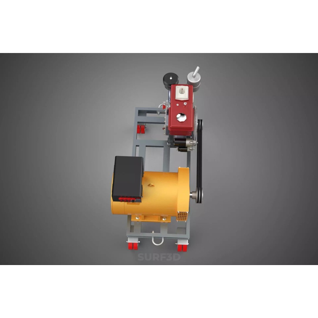 Diesel Power Generator Set 3D Model – Mobile Genset with Swivel Casters, FBX - View 25