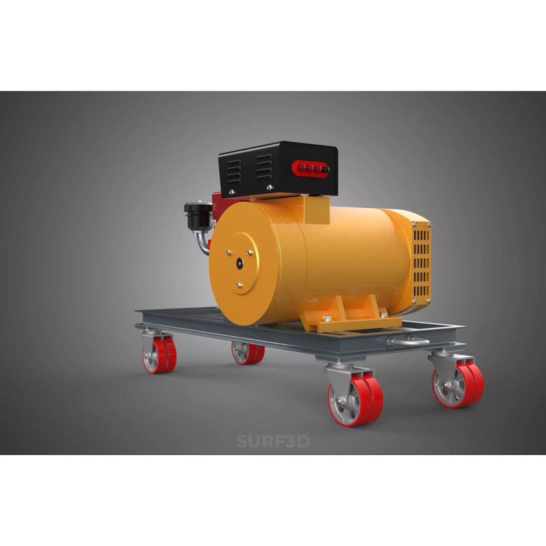Diesel Power Generator Set 3D Model – Mobile Genset with Swivel Casters, FBX - View 28