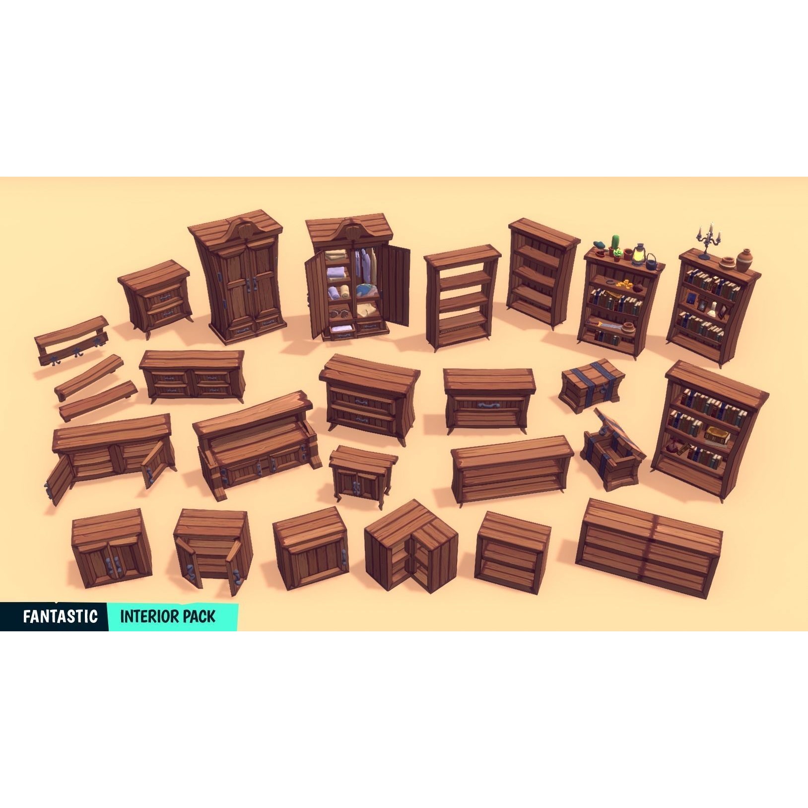 Fantastic Interior Pack - Low-Poly Game-Ready 3D Model - View 26