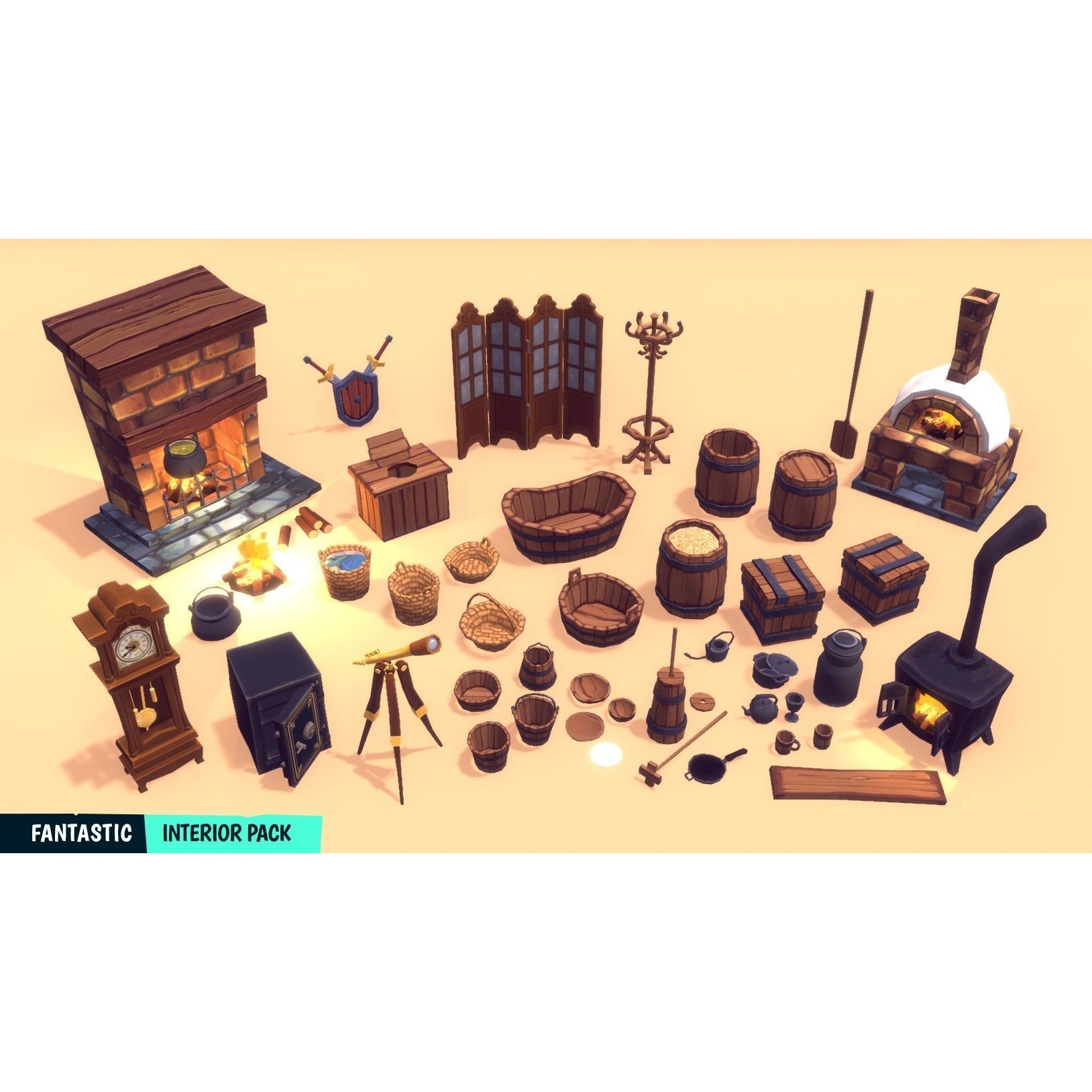 Fantastic Interior Pack - Low-Poly Game-Ready 3D Model - View 27