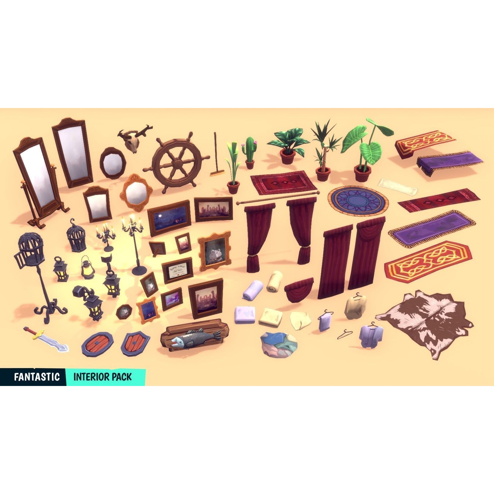 Fantastic Interior Pack - Low-Poly Game-Ready 3D Model - View 28
