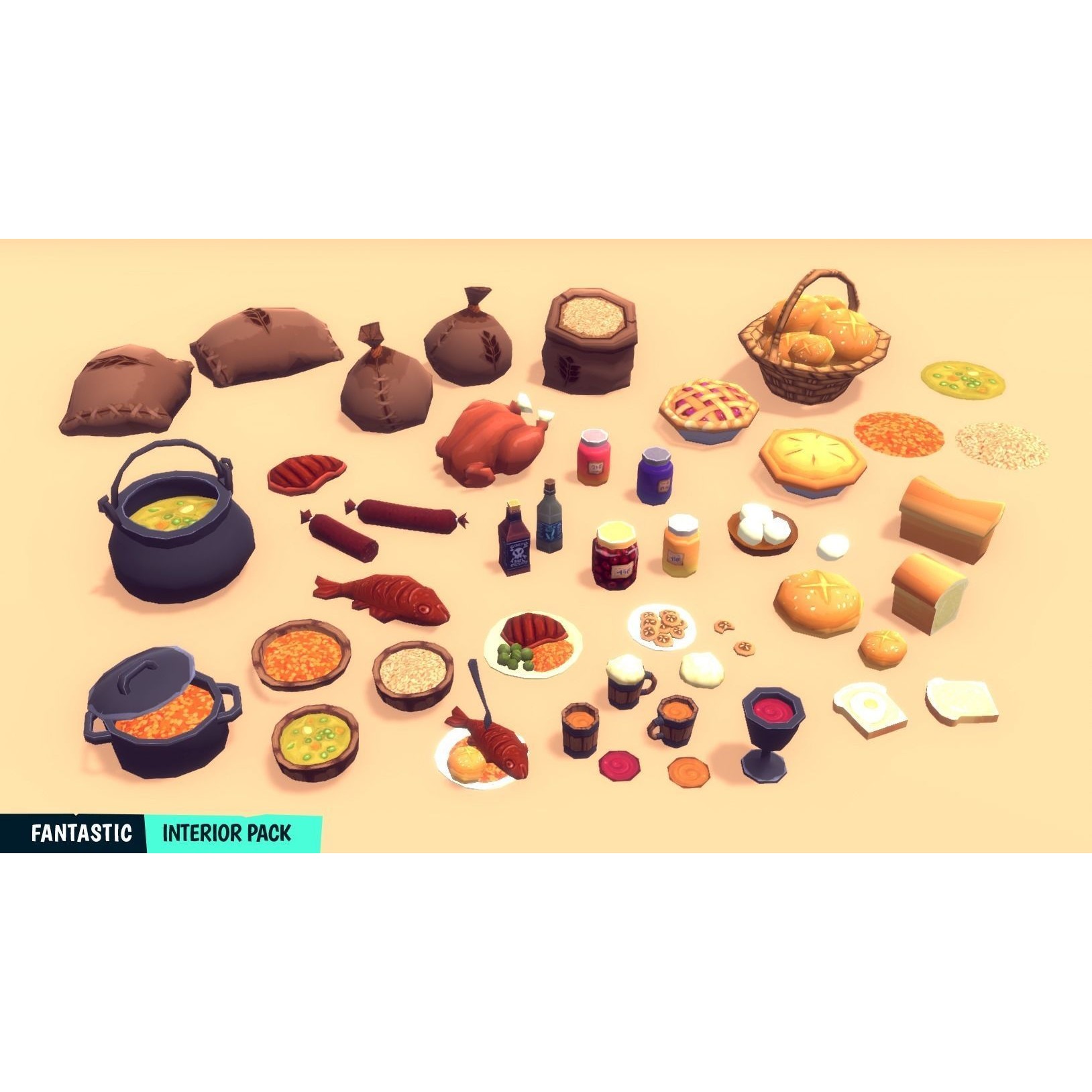 Fantastic Interior Pack - Low-Poly Game-Ready 3D Model - View 29