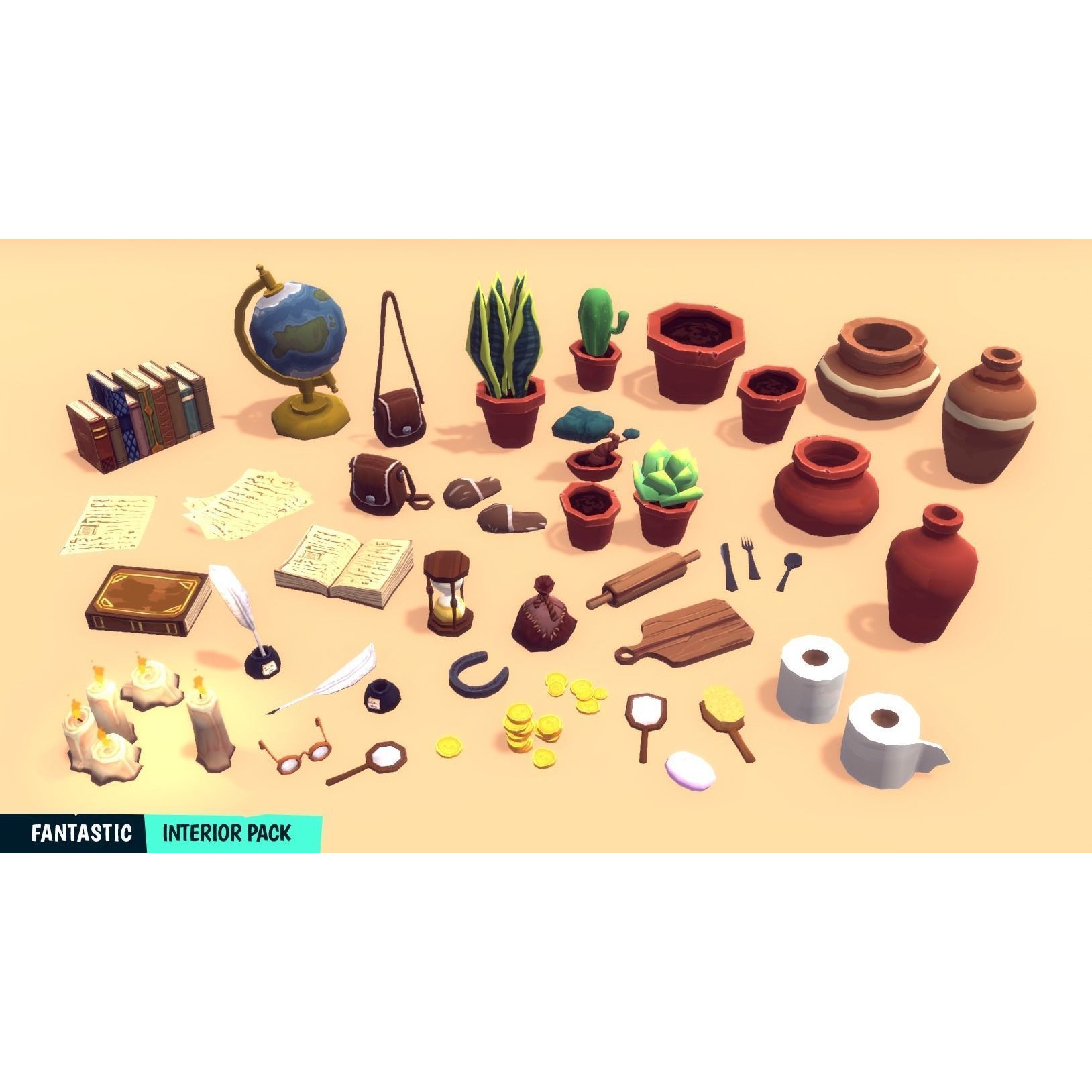 Fantastic Interior Pack - Low-Poly Game-Ready 3D Model - View 30