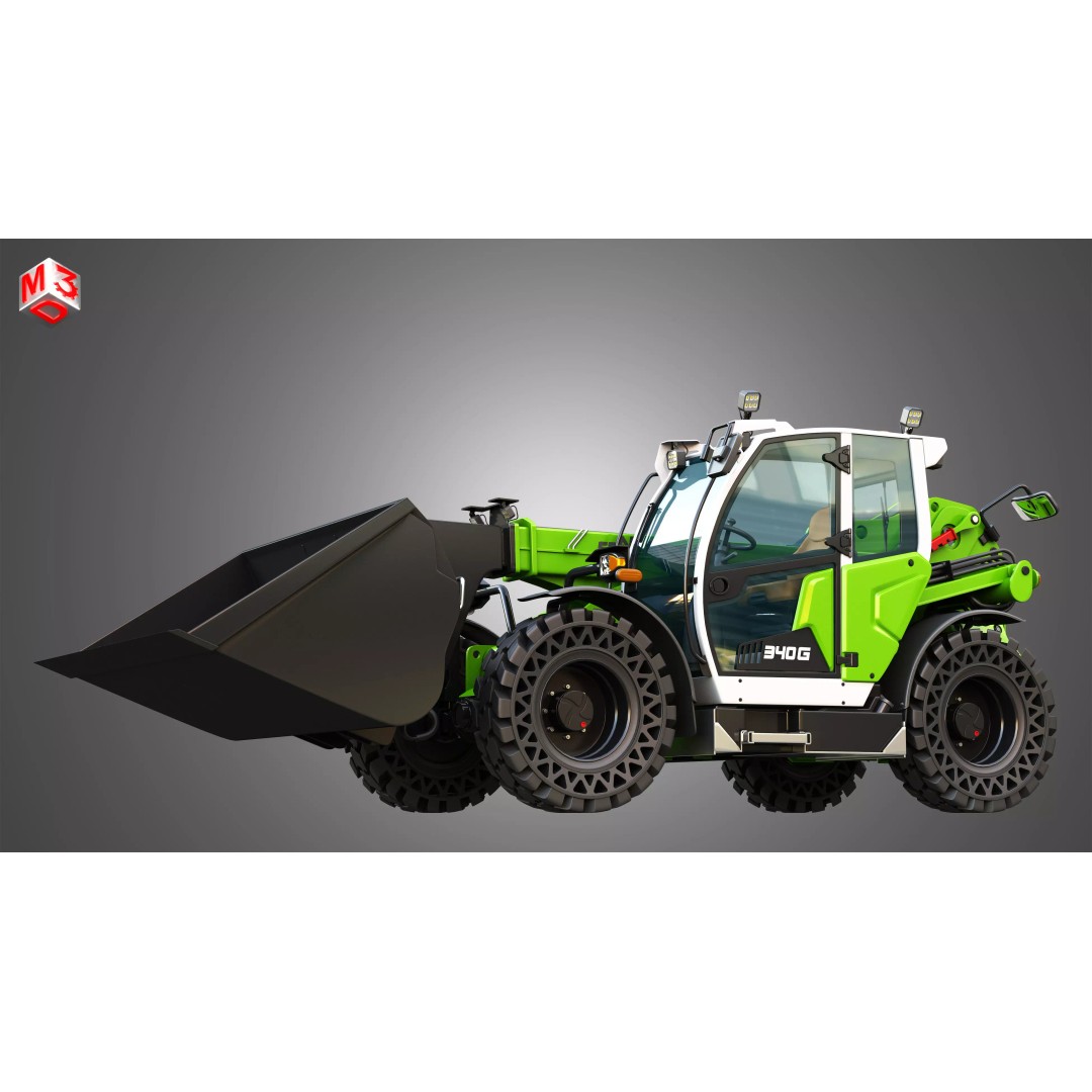 340G Telehandler 3D Model – High Poly Industrial Vehicle, FBX, PBR - View 11