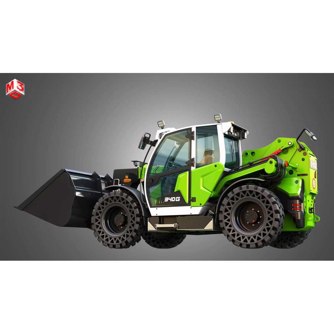 340G Telehandler 3D Model – High Poly Industrial Vehicle, FBX, PBR - View 14