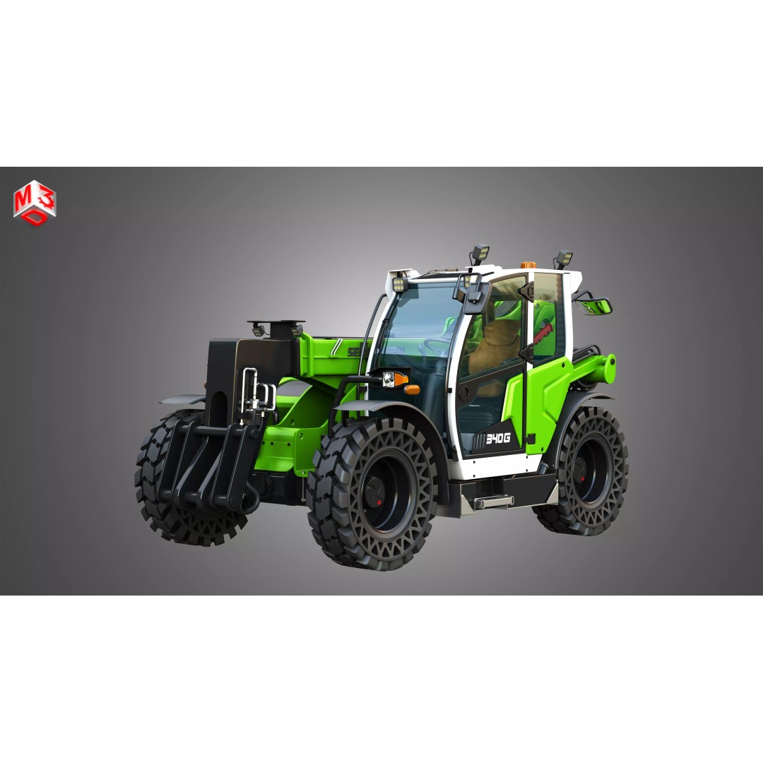 340G Telehandler 3D Model – High Poly Industrial Vehicle, FBX, PBR - View 3
