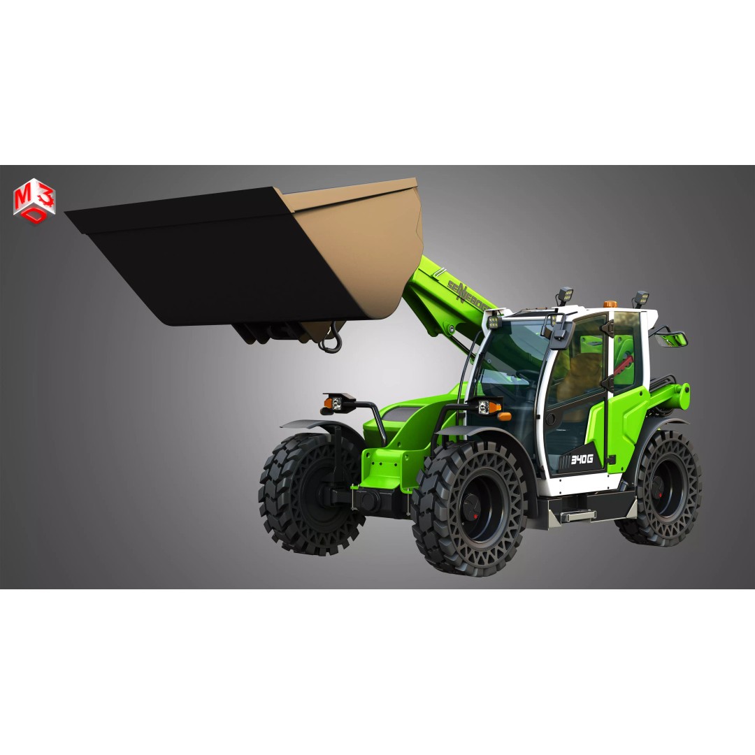 340G Telehandler 3D Model – High Poly Industrial Vehicle, FBX, PBR - View 4