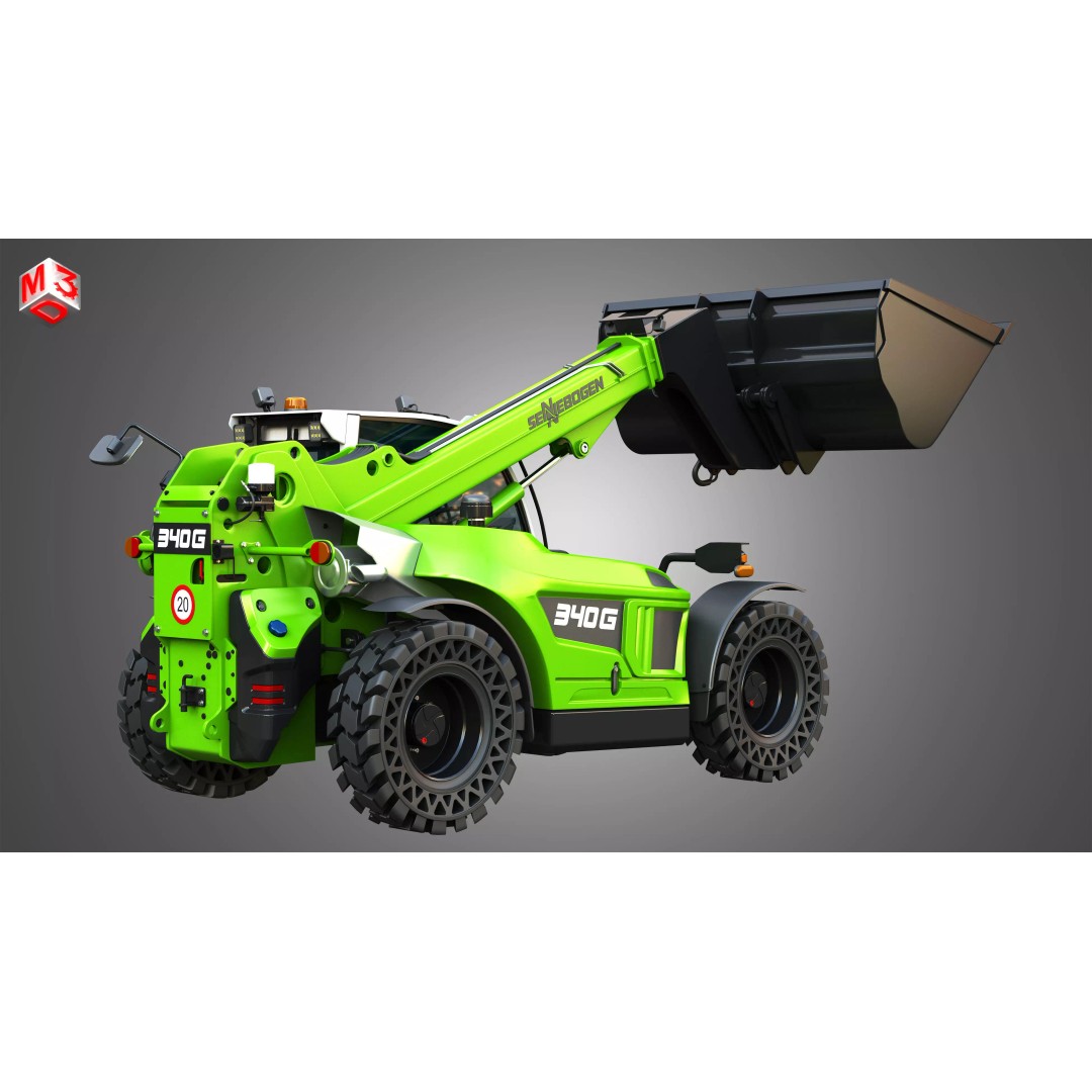 340G Telehandler 3D Model – High Poly Industrial Vehicle, FBX, PBR - View 6