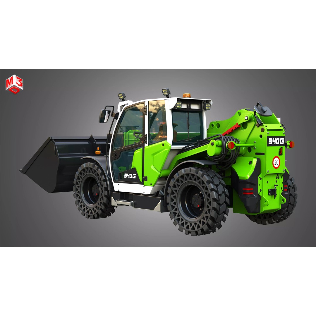 340G Telehandler 3D Model – High Poly Industrial Vehicle, FBX, PBR - View 8
