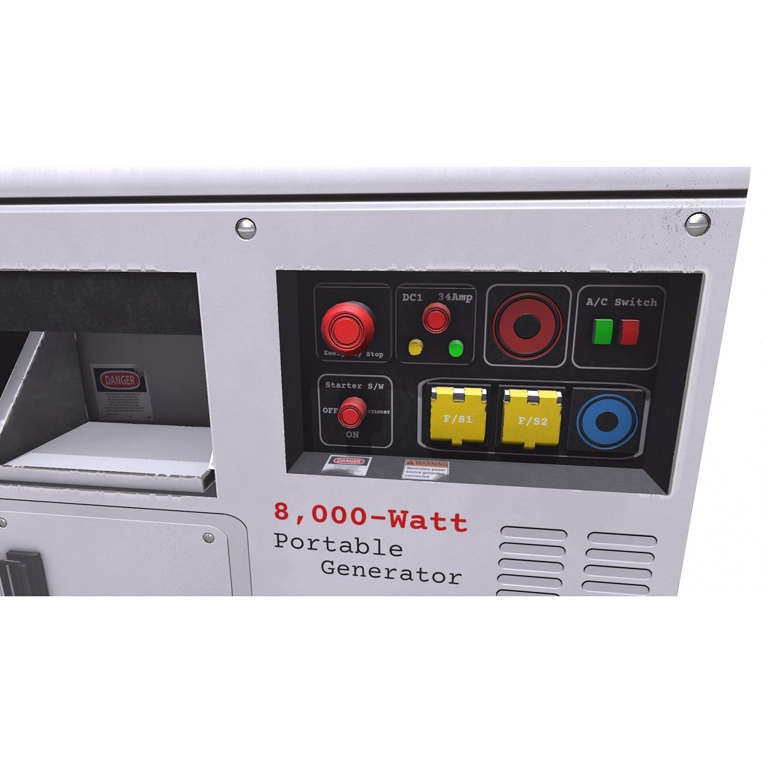Old Portable Power Generator 3D Model – Low Poly PBR Game Asset, FBX - View 11