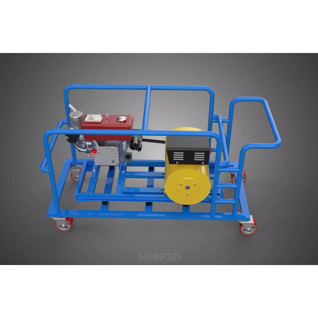 Mobile Diesel Generator Set 3D Model – Trailer-Mounted Power Supply, FBX - View 12