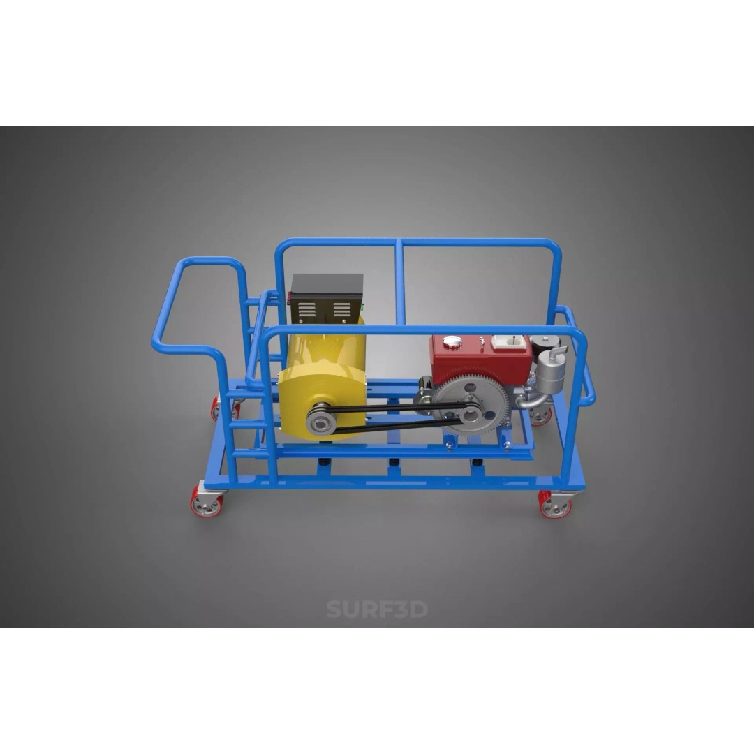 Mobile Diesel Generator Set 3D Model – Trailer-Mounted Power Supply, FBX - View 13