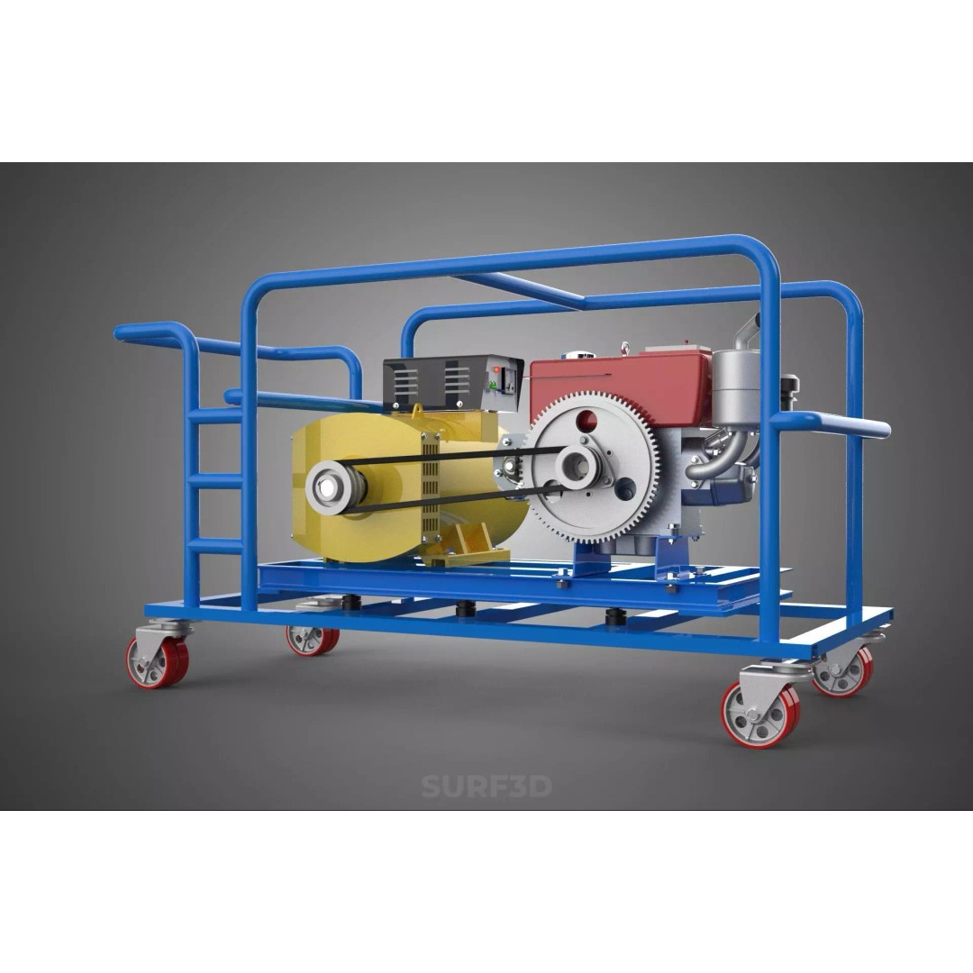 Mobile Diesel Generator Set 3D Model – Trailer-Mounted Power Supply, FBX - View 15