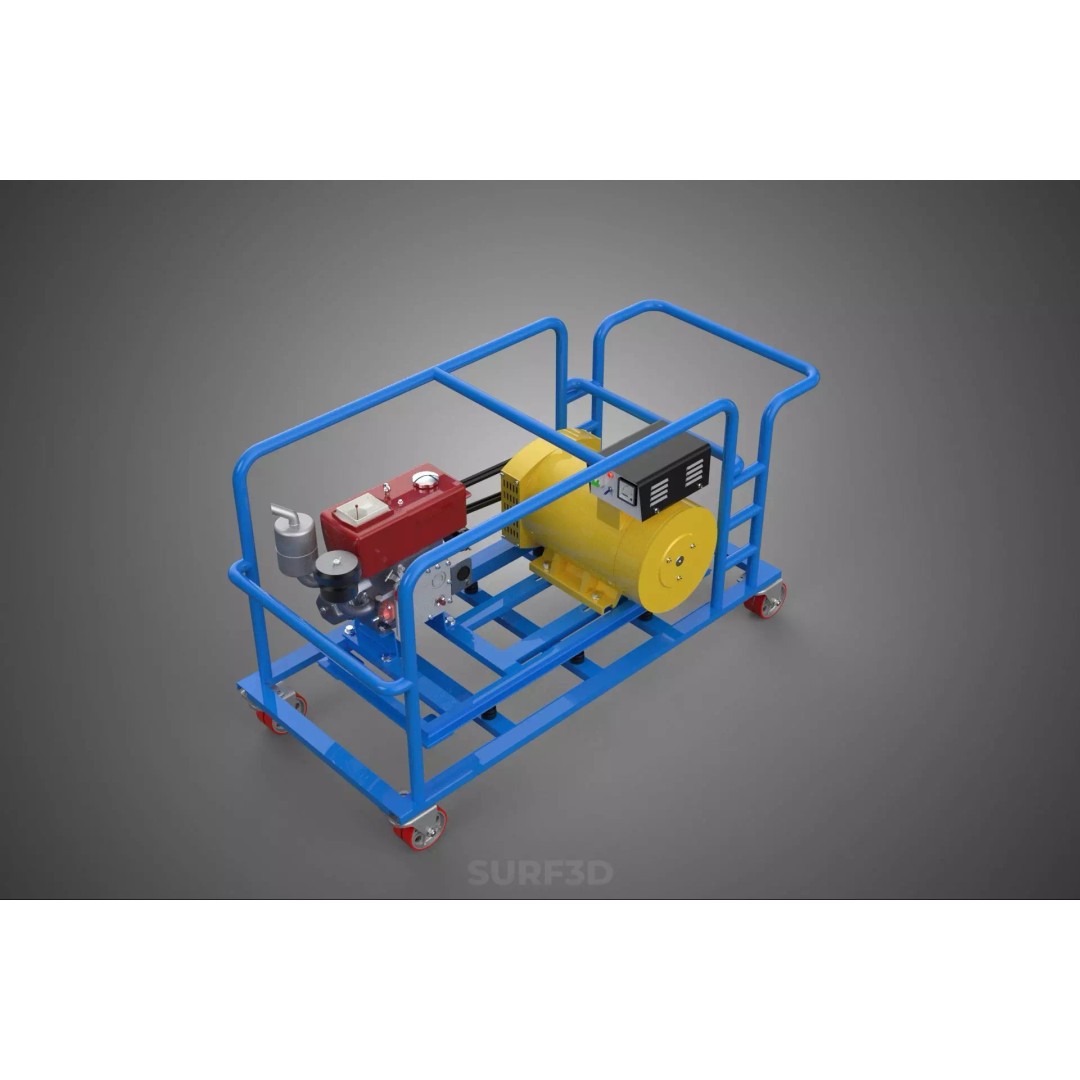 Mobile Diesel Generator Set 3D Model – Trailer-Mounted Power Supply, FBX - View 16