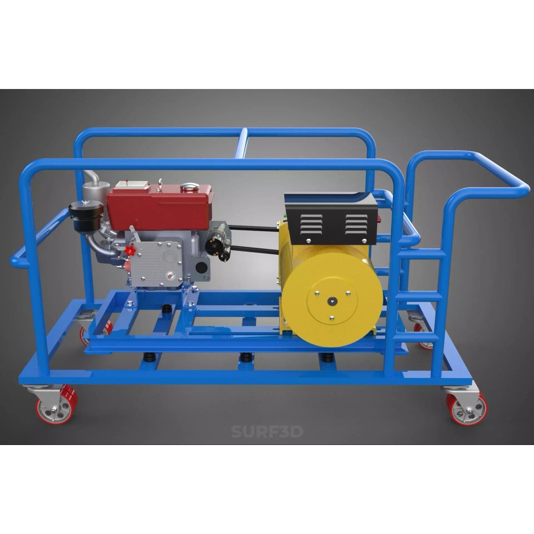 Mobile Diesel Generator Set 3D Model – Trailer-Mounted Power Supply, FBX - View 17