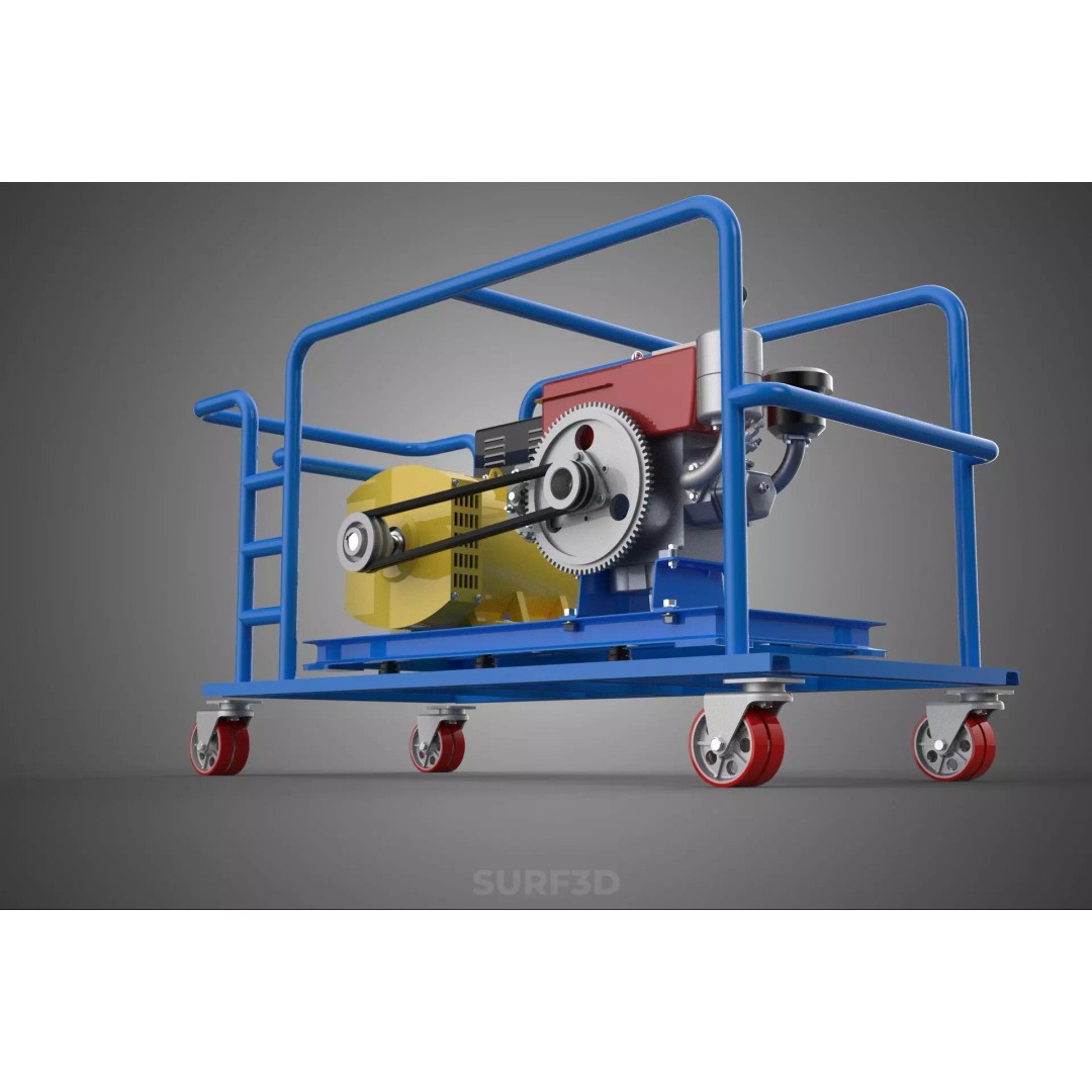 Mobile Diesel Generator Set 3D Model – Trailer-Mounted Power Supply, FBX - View 18