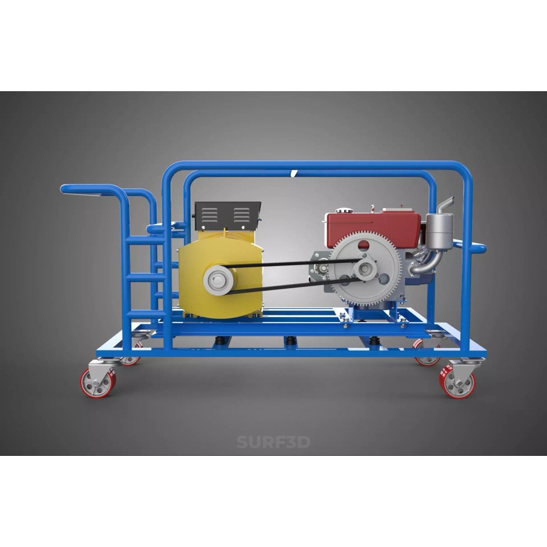 Mobile Diesel Generator Set 3D Model – Trailer-Mounted Power Supply, FBX - View 20