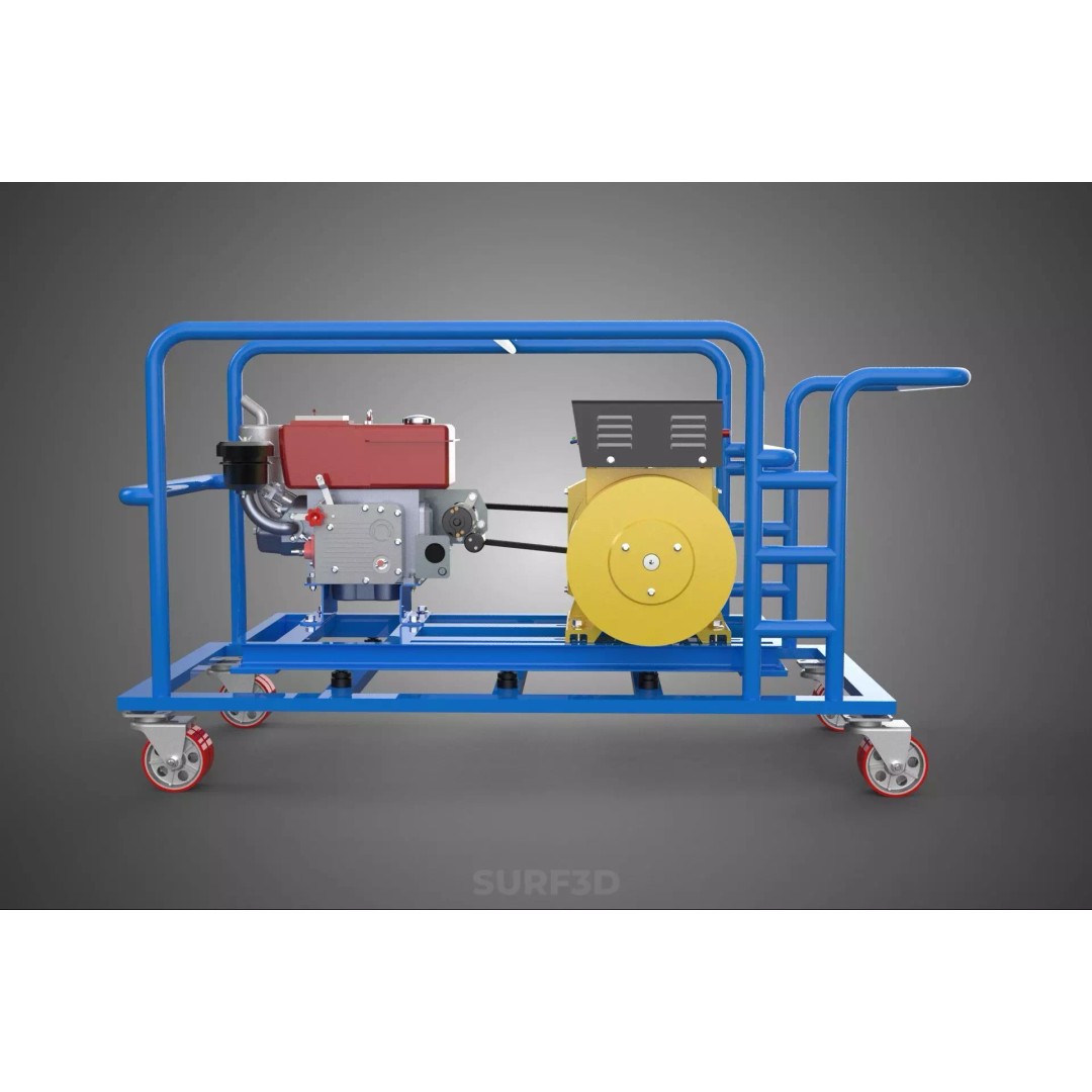 Mobile Diesel Generator Set 3D Model – Trailer-Mounted Power Supply, FBX - View 21