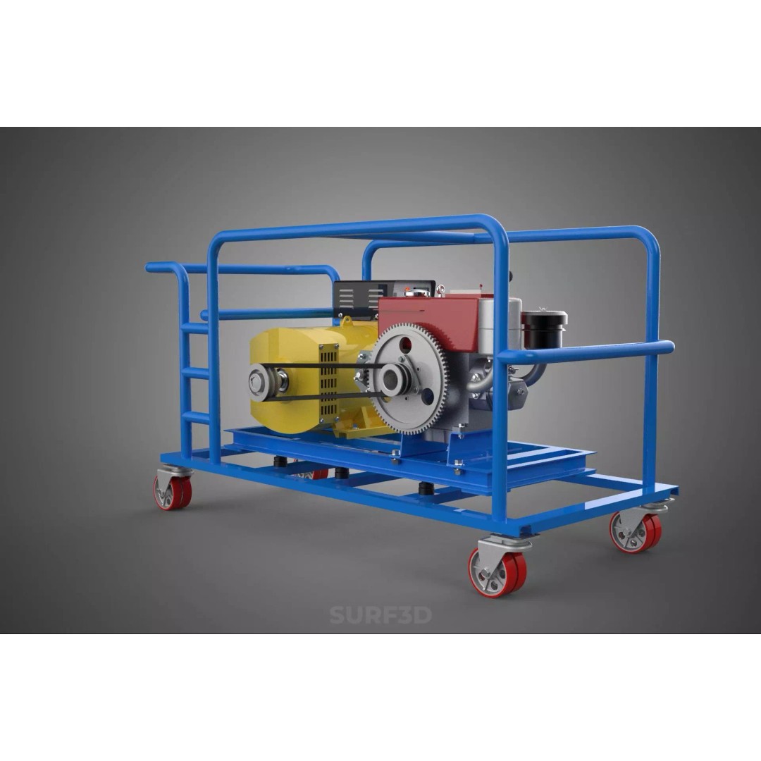 Mobile Diesel Generator Set 3D Model – Trailer-Mounted Power Supply, FBX - View 22