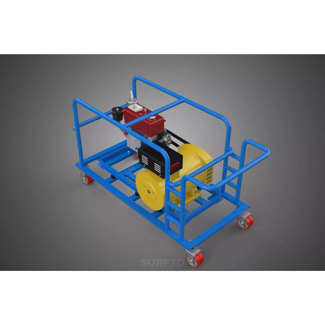 Mobile Diesel Generator Set 3D Model – Trailer-Mounted Power Supply, FBX - View 23