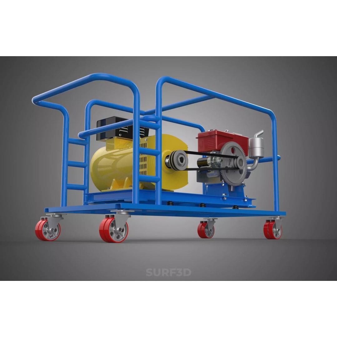 Mobile Diesel Generator Set 3D Model – Trailer-Mounted Power Supply, FBX - View 25