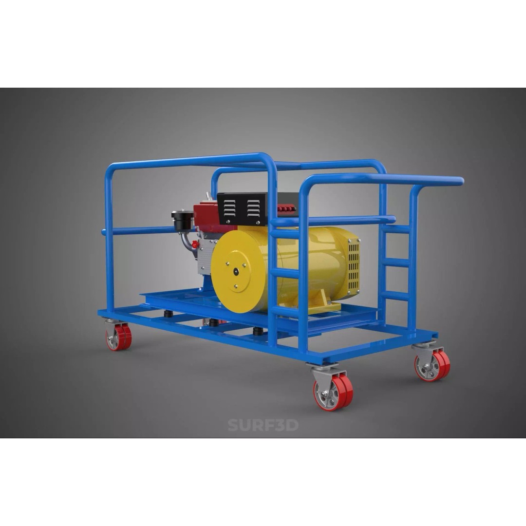 Mobile Diesel Generator Set 3D Model – Trailer-Mounted Power Supply, FBX - View 26