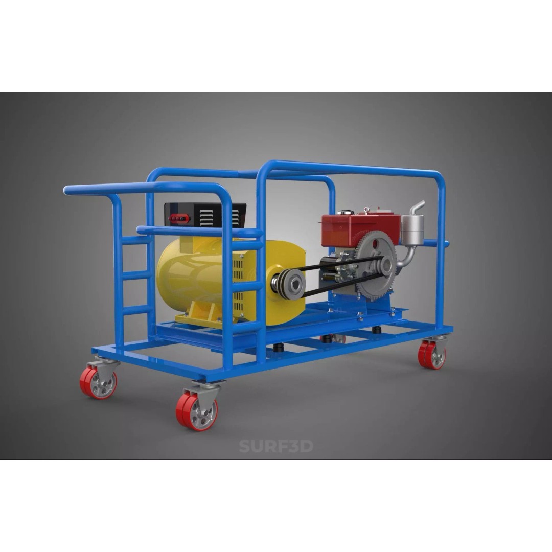 Mobile Diesel Generator Set 3D Model – Trailer-Mounted Power Supply, FBX - View 27