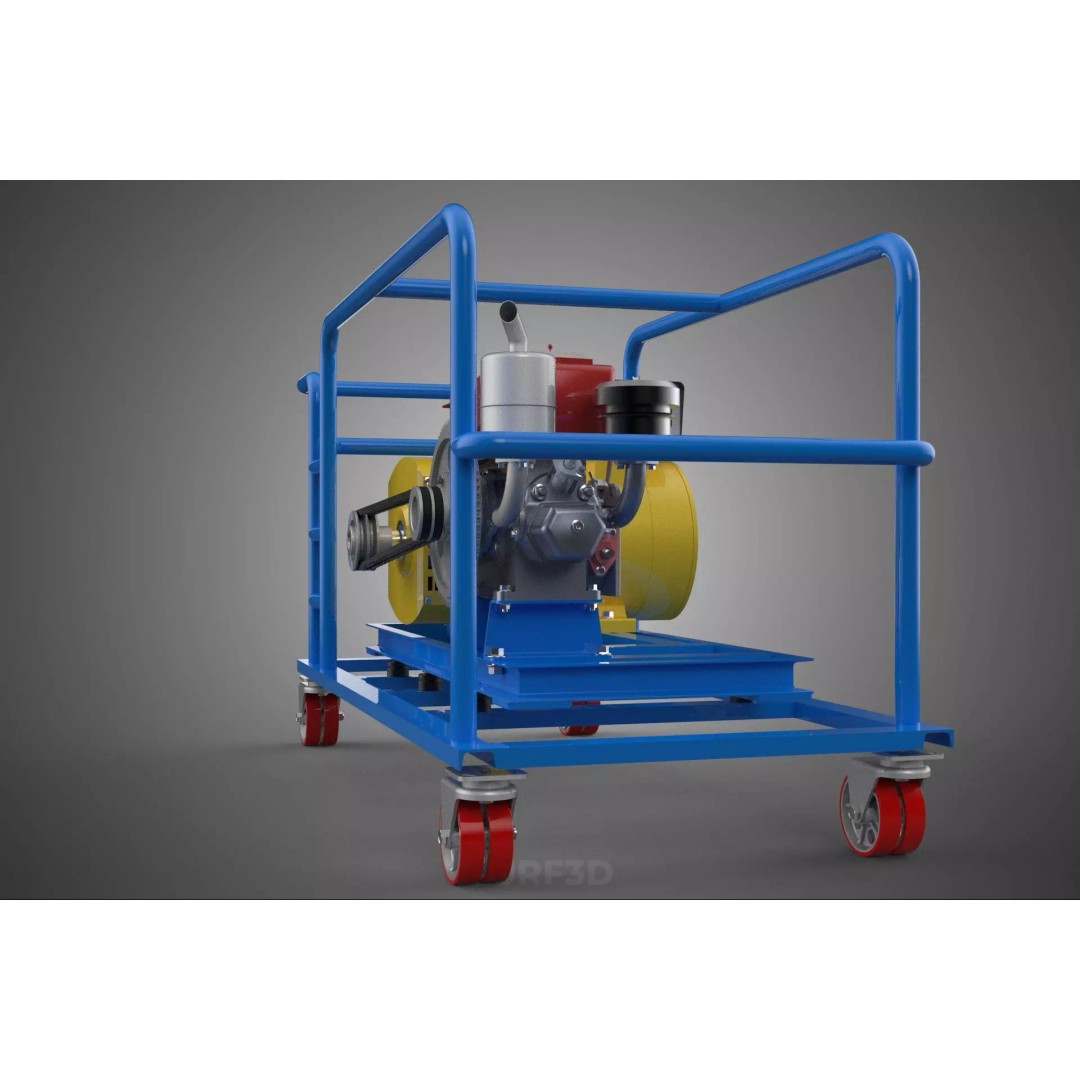 Mobile Diesel Generator Set 3D Model – Trailer-Mounted Power Supply, FBX - View 28