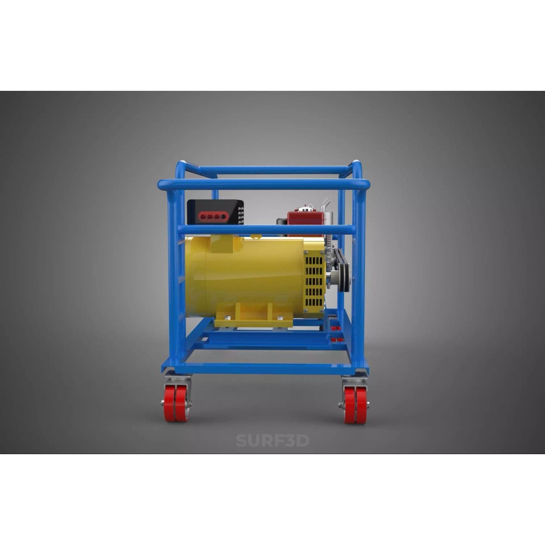 Mobile Diesel Generator Set 3D Model – Trailer-Mounted Power Supply, FBX - View 3