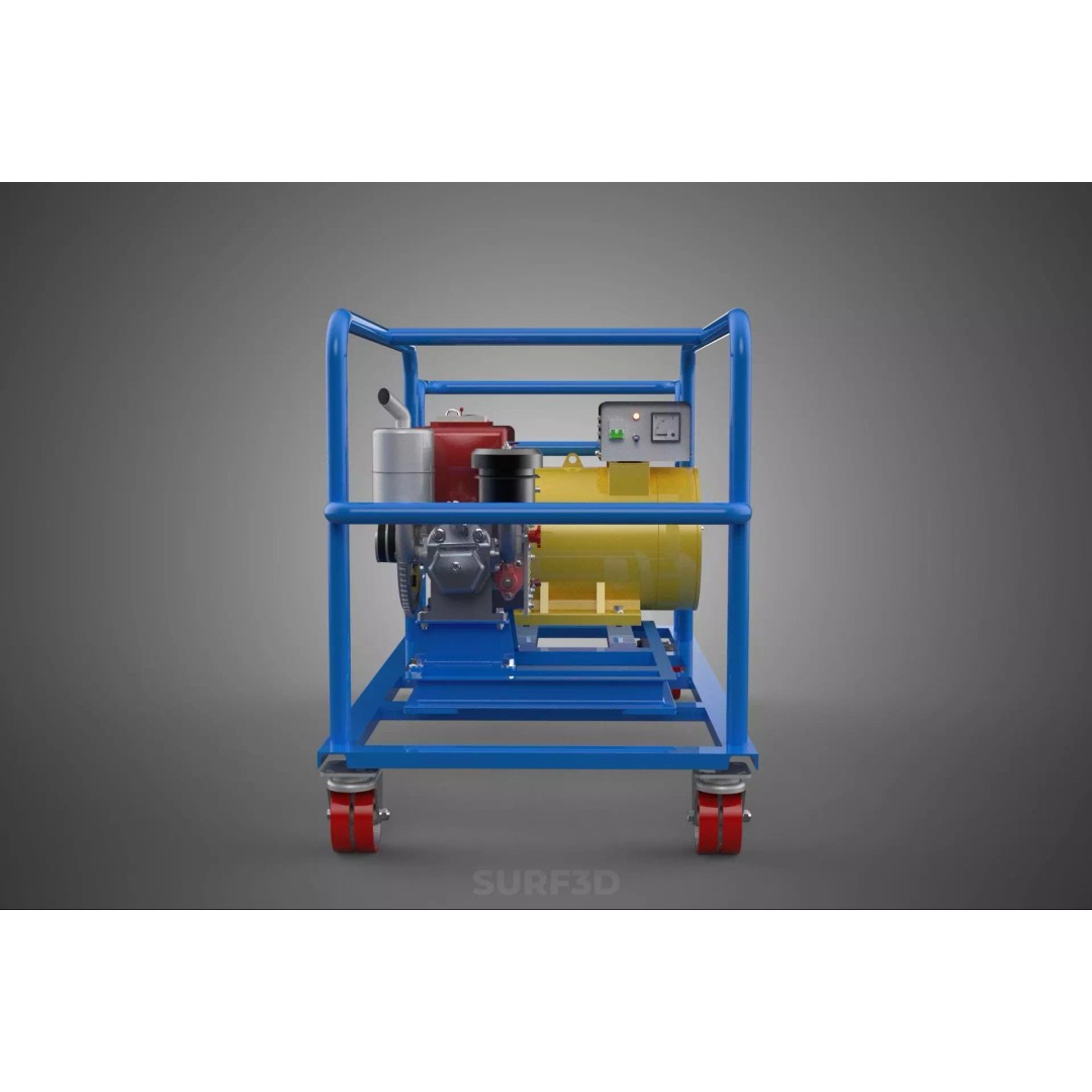 Mobile Diesel Generator Set 3D Model – Trailer-Mounted Power Supply, FBX - View 30