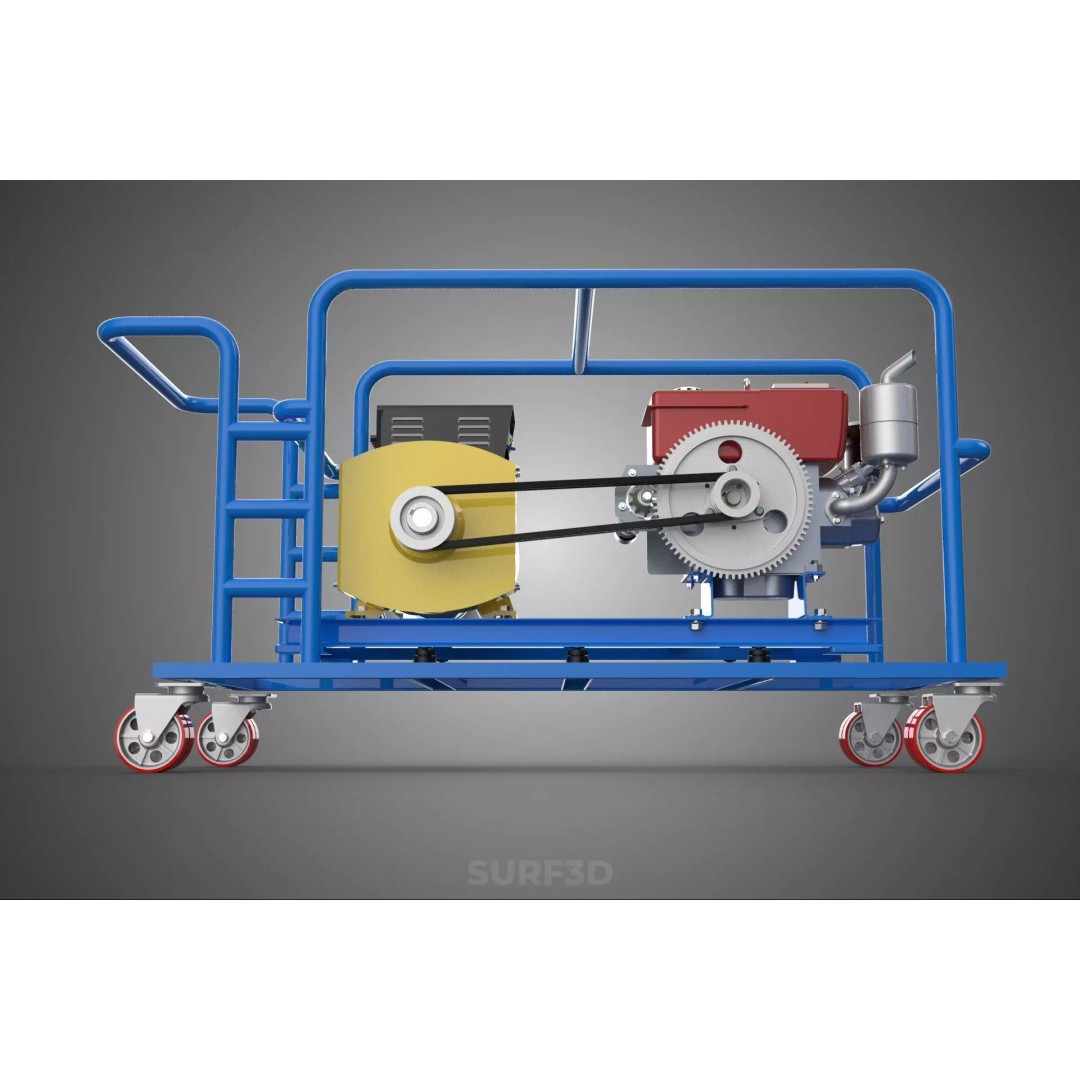 Mobile Diesel Generator Set 3D Model – Trailer-Mounted Power Supply, FBX - View 32
