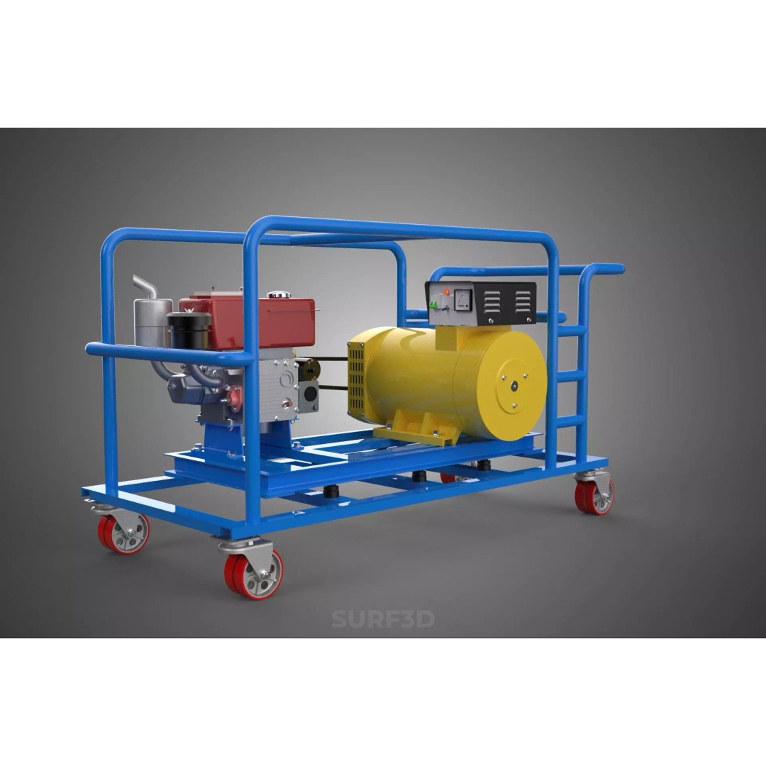 Mobile Diesel Generator Set 3D Model – Trailer-Mounted Power Supply, FBX - View 33