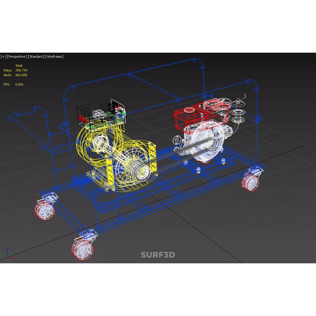 Mobile Diesel Generator Set 3D Model – Trailer-Mounted Power Supply, FBX - View 35