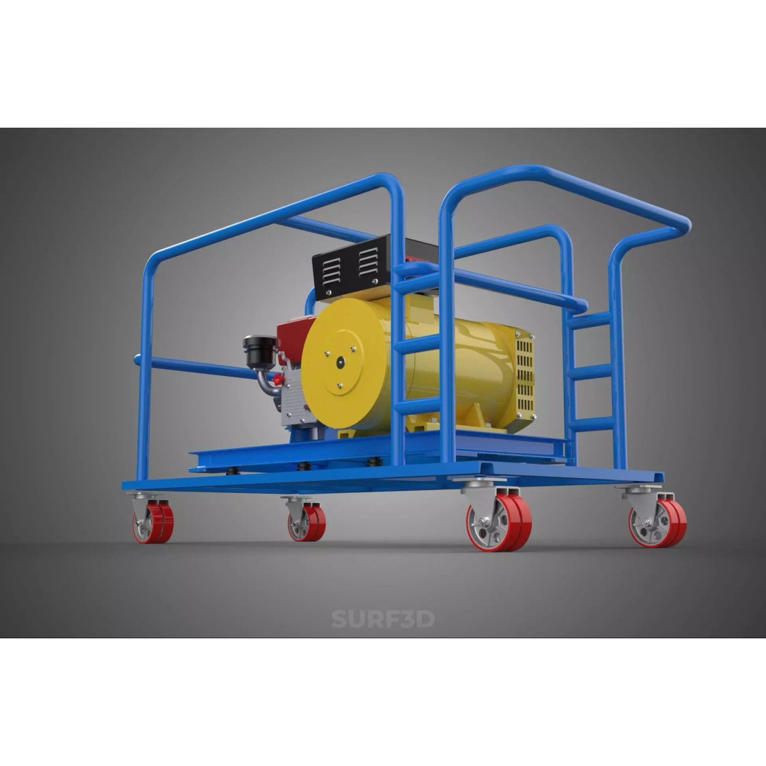 Mobile Diesel Generator Set 3D Model – Trailer-Mounted Power Supply, FBX - View 4